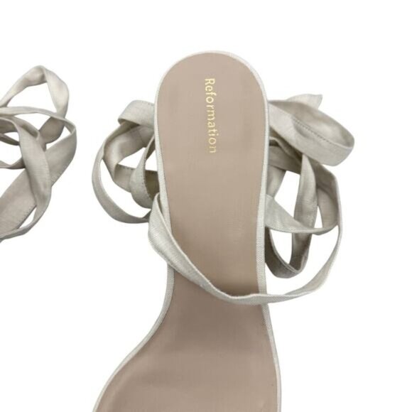 REFORMATION Alessa Lace-Up Linen Espadrilles Sz 10 Cream White - Picture 9 of 14